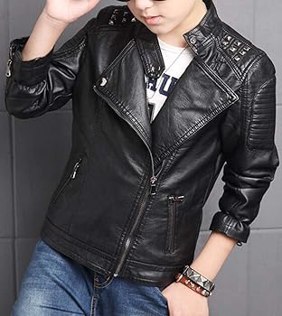 KIDILL 21SS Riders Jacket モナリザ バックプリント Amazon.com: Boys Girls Spring Motorcycle Faux Leather